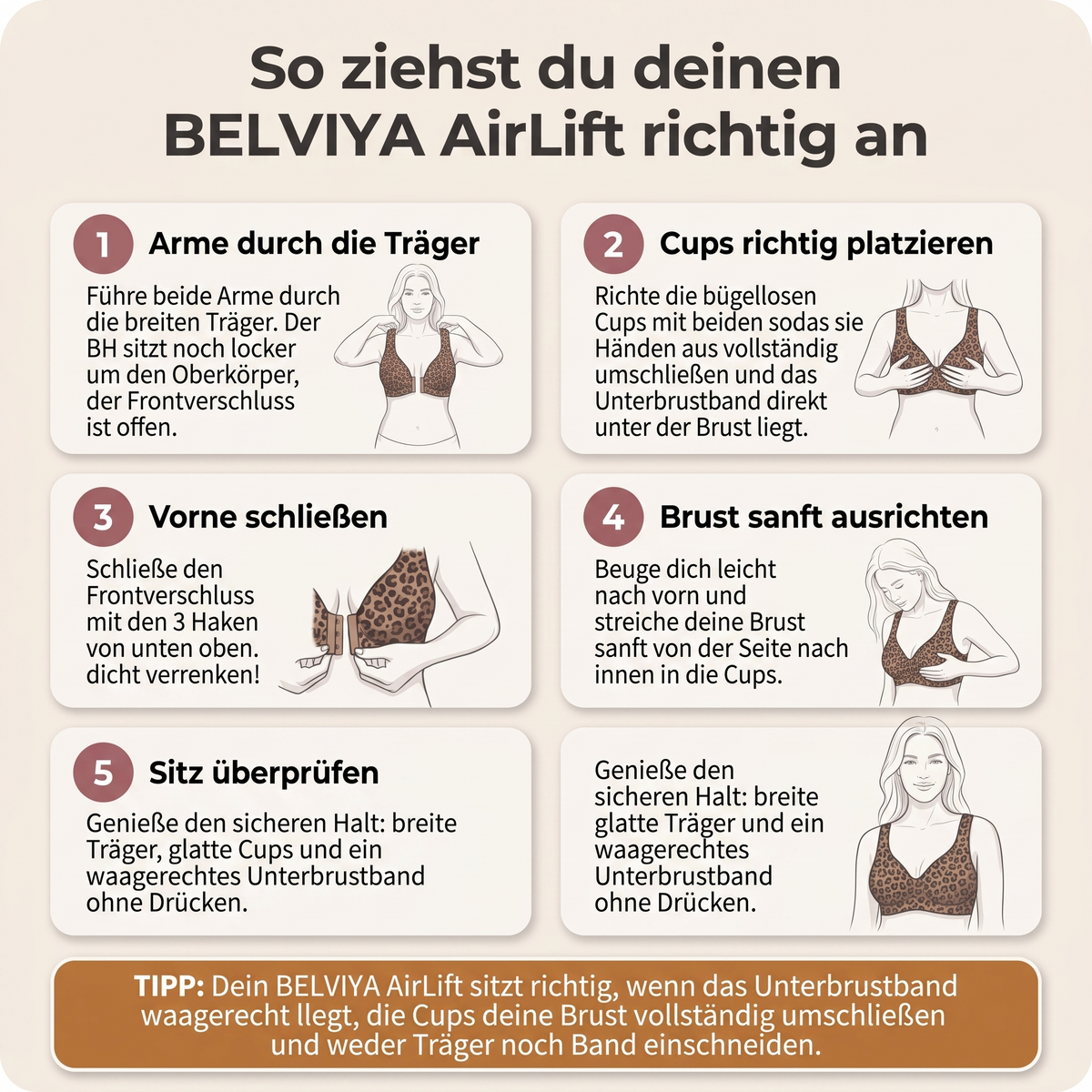 BELVIYA AirLift – Bügelloser BH mit breiten Trägern & Frontverschluss